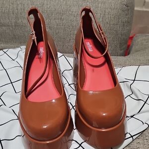 Melissa Tan Brown Platform Mary Jane Shoes